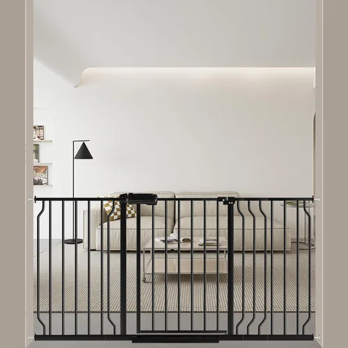 Miniatura 10 de ALLAIBB - Puerta de seguridad extra ancha con montaje a presión para niños, con pasillo para niños pequeños, niños, mascotas y perros, tensión Blanco