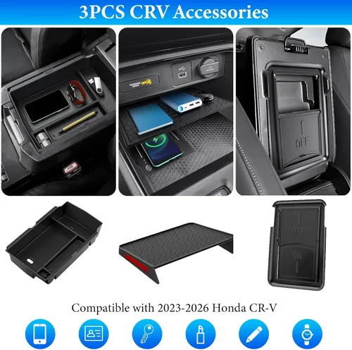 Miniatura 2 de YPHUIKI 2 piezas Organizador de consola central compatible con Honda CR-V 2023 2024 2025 2026, accesorios para CR-V híbrido deportivo, caja