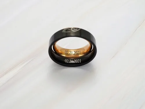 Miniatura 6 de Pinky Promise Couple Ring, Matching Initial Couple Ring Set, Custom Engraved Engagement Jewelry