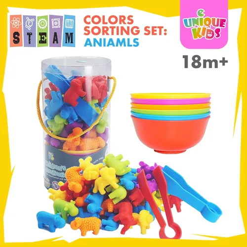 Miniatura 3 de UNIQUE KIDS Juego de Juguetes Educativos de Conteo con Tazas de Clasificación – Juego de Entrenamiento de Clasificación de Colores Sensoriales
