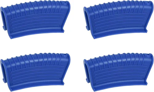 uxcell 4 piezas de soporte de silicona para mango de sartén caliente, funda antideslizante resistente al calor para cocina, ollas y sartenes, Azul