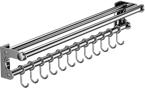 Miniatura 10 de Soporte de pared para cuchillos colgantes de pared, ahorra espacio, con ganchos, organizador de cocina, estante de almacenamiento para utensilios