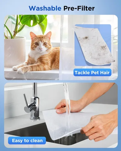 Miniatura 6 de Purificadores de aire para el hogar, habitación grande de hasta 2200 pies cuadrados, purificador de aire MOOKA para mascotas domésticas con filtro