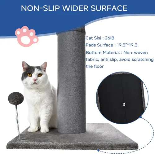 Miniatura 4 de Cat Craft Poste rascador para gatos de 41 pulgadas para gatos de interior, poste rascador alto para gatos, rascador de alfombra con juguetes Gris