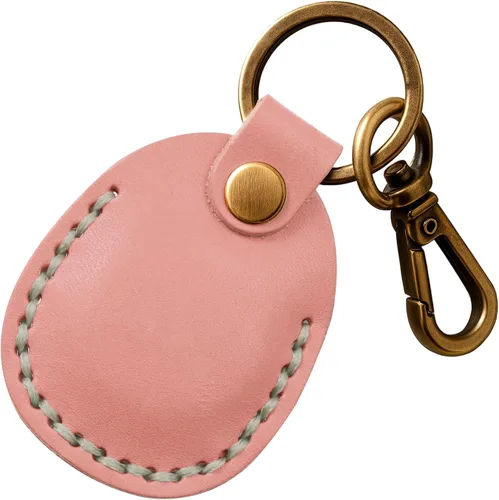 Miniatura 13 de Llavero de Airtag de cuero genuino, llavero portátil de Air tag con anillos para llaves, funda de cobertura oculta completa compatible con Airtag