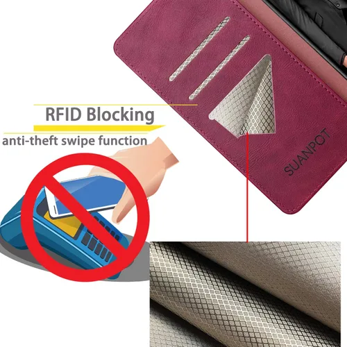 Miniatura 3 de SUANPOT Funda de piel tipo cartera para Samsung Galaxy A32 5G con bloqueo RFID, soporte para tarjetas de crédito, funda de teléfono con tapa tipo