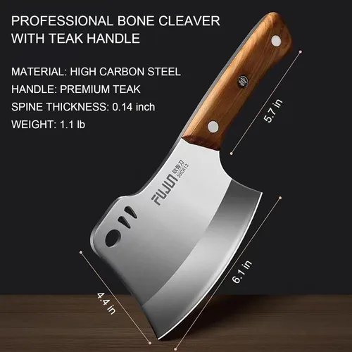 Miniatura 6 de Cuchillo Cuchilla de Carnicero para Cortar Carne y Hueso Hecho a Mano, Hachas de Carnicero de Servicio Pesado, Cortador de Huesos Forjado a Mano