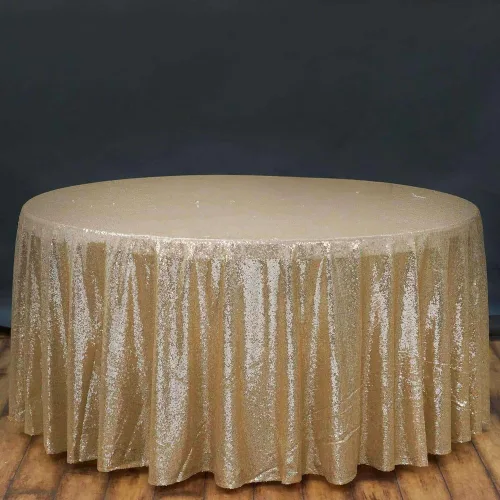 Miniatura 6 de Tableclothsfactory Luxury Collection - Manteles redondos de lentejuelas de 108 pulgadas, color dorado