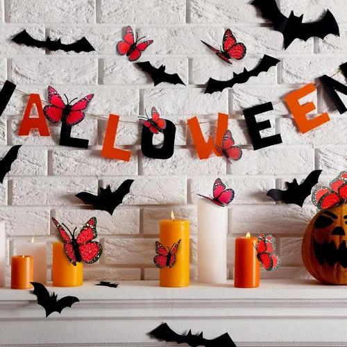 Miniatura 3 de Decoración de mariposa monarca de 4 tamaños, decoración de pared de Halloween, calcomanía magnética 3D de mariposa monarca para manualidades, hogar