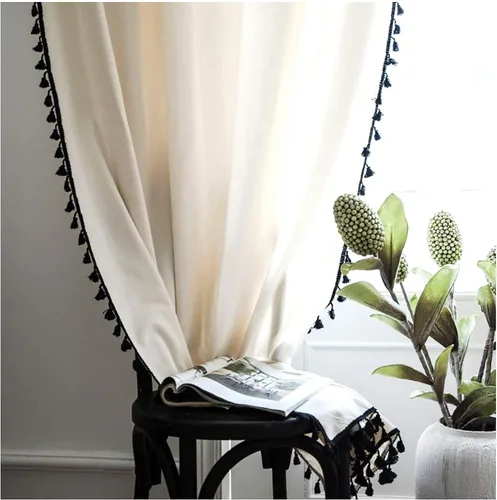 Miniatura 4 de Borla con flecos de 20 yardas, cinta de encaje de algodón para accesorios de costura, manualidades y decoración del hogar (negro)