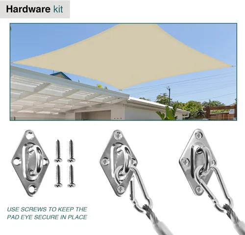 Miniatura 2 de ECOOPTS Kit de accesorios para toldo con cables, almohadilla para ojos y ganchos para instalación de velas rectangulares
