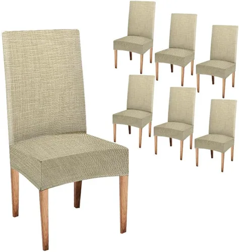 Miniatura 107 de CAPSCEOLL Juego de 4 fundas elásticas para sillas Parsons de color marrón y gris, universales, extraíbles y lavables, fundas de asiento protectoras