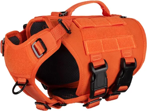 Miniatura 8 de ICEFANG - Arnés táctico para perro con 6 hebillas, chaleco con sistema molle con asa para perro, 3/4 del cuerpo, panel con velcro para parche