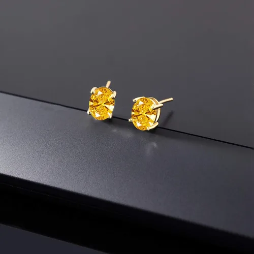 Miniatura 201 de Gem Stone King Aretes de oro de 14 quilates con piedra natal ovalada de 0.315 x 0.236 in Aretes de oro para mujer
