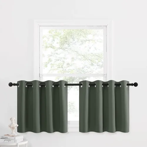 Miniatura 119 de NICETOWN Cortinas opacas de cocina para ventana sobre el fregadero, aislamiento térmico, decoración del hogar, pequeños niveles opacos con ojales