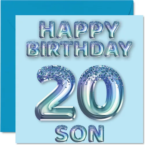 Miniatura 116 de Stuff4 Tarjeta de primer cumpleaños para niños, globo de fiesta con purpurina azul, tarjetas de feliz cumpleaños para niño de 1 año, nieto, hijo, 57