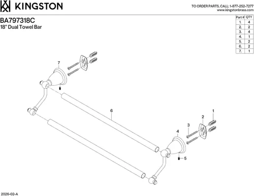Miniatura 5 de Kingston Brass BA797318C - Toallero doble inglés vintage de 18 pulgadas, cromo pulido