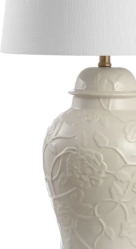 Miniatura 6 de JONATHAN Y Lámpara de mesa Chinoiserie de cerámica crema de 29.5 pulgadas, lámpara tradicional de tarro de jengibre para sala de estar, dormitorio
