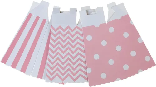 Miniatura 3 de BinaryABC Cajas de papel para palomitas de maíz, caja de dulces a rayas para recuerdos de fiesta, 48 unidades (rosa)
