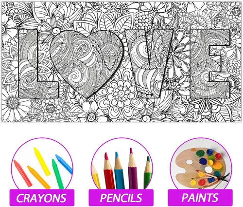 Miniatura 3 de Pósteres gigantes para colorear de mandala de 50 x 25 pulgadas, póster gigante para colorear con mandala para niños, adolescentes y adultos, mantel