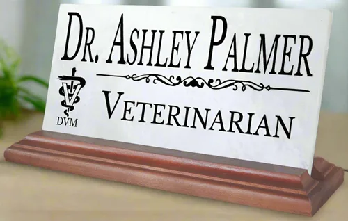 Miniatura 17 de Placa de identificación de escritorio para médico, placa de identificación personalizada para médicos, para escritorio o estante, mármol sólido MD