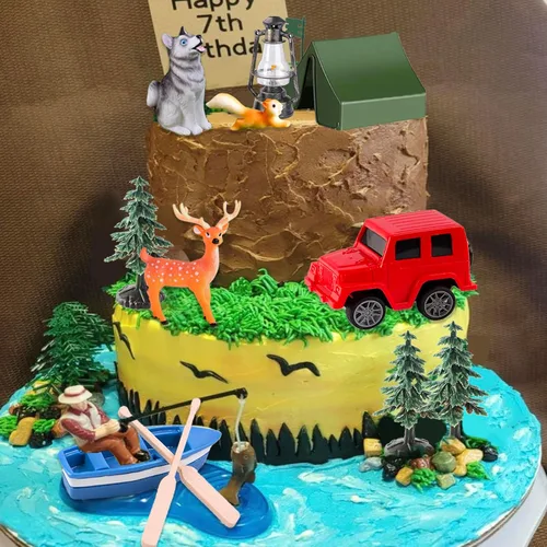 Miniatura 4 de 16 decoraciones para tartas de campamento, decoración de tartas junto a la hoguera, bosque, decoración para tartas para niños, camping, fiesta