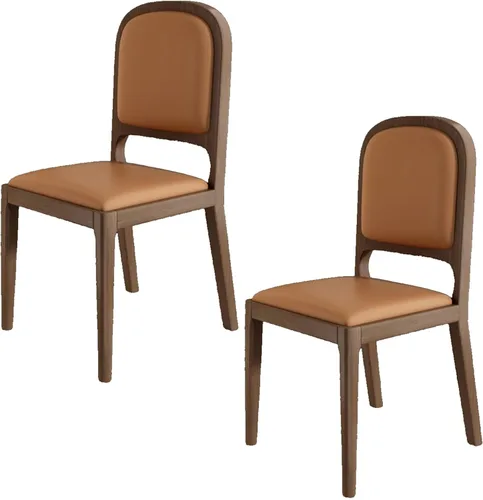 Miniatura 18 de Leather Seat Dining Room Chair with Back, Wooden Dining Chairs Set Kitchen Chair, Dining Room Chairs Armless Seat for Kitchen Living Room Black+khaki
