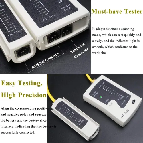 Miniatura 2 de LEATBUY - Kit de herramientas de crimpado RJ45, CAT6 CAT5, conector de paso de 50 piezas, cubierta de 50 piezas, probador de cables de red, cortador