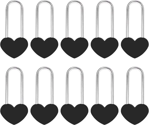 Miniatura 26 de Candado de amor VeYocilk de 3.5" 50mm en forma de corazón, candado de corazón negro para deseos de amor, ideal para bodas, San Valentín