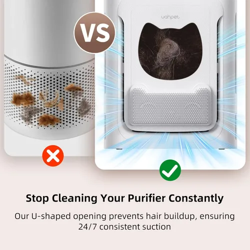 Miniatura 4 de uahpet Purificador de aire para mascotas para el hogar, reduce el pelo de las mascotas, la caspa, los olores, el polvo y el humo para habitaciones
