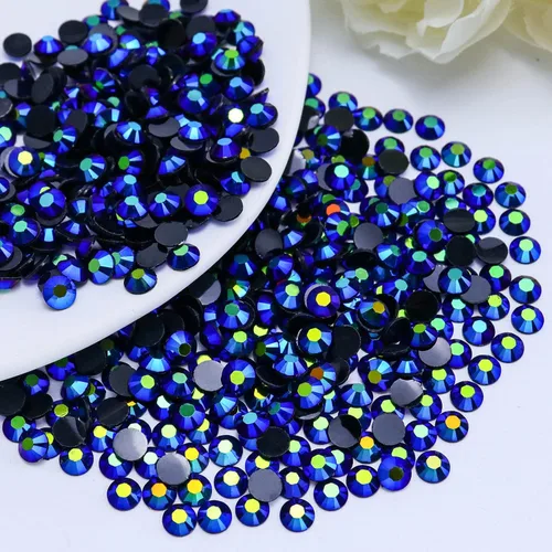 Miniatura 23 de 2000 piezas de brillantes de resina con parte trasera plana de 4 mm, brillantes de resina de gel AB azul claro/azul cielo para tazas, botellas, Azul