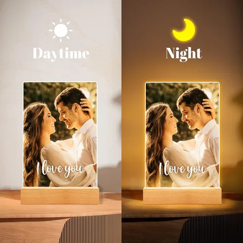 Miniatura 4 de Jkolalin Marcos de fotos personalizados con foto, marco de fotos personalizado con luz nocturna, marco de fotos personalizado, regalos de Estilo 001