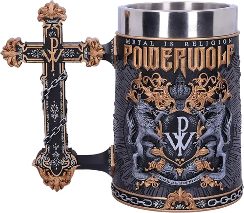 Miniatura 3 de Nemesis Now Jarra de Metal con Licencia Oficial de Powerwolf Metal is Religion Banda de Rock, Negra Powerwolf Metal es religión