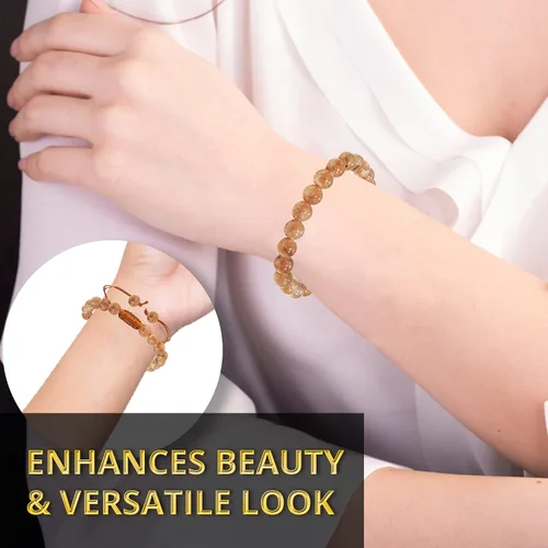 Miniatura 277 de Adjustable Crystal Bracelet – Gemstone Bead Bracelet with Adjustable Macrame String – Chic Gemstone Bracelet for Men and Women – 8mm Round Healing