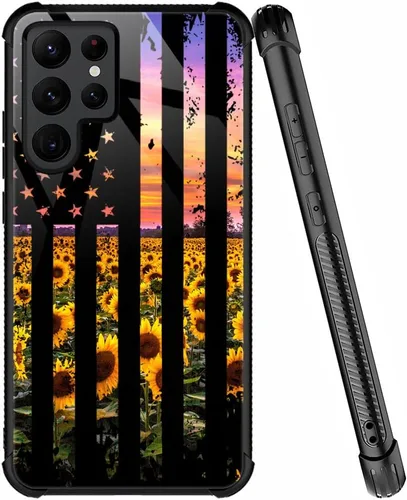 Miniatura 75 de ZHEGAILIAN Funda compatible con Samsung Galaxy S22 Ultra, funda de vidrio orgánico para niñas, mujeres y hombres, diseño de cuatro esquinas, Cabeza