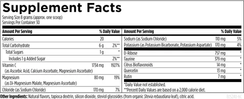 Miniatura 3 de Designs for Health Electrolyte Synergy Powder - Suplemento en polvo de mezcla de bebida de apoyo de hidratación con vitamina C, D-ribosa +