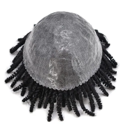 Miniatura 7 de Trenzas afro de cabello humano tipo tupé negro para hombres negros, trenzas de ganchillo, tupé para hombres negros, unidad de cabello con rastas