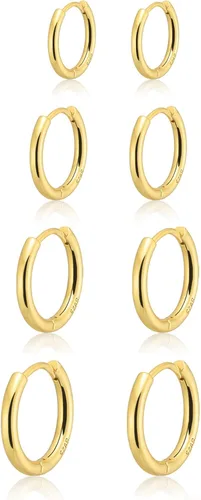 Gokeey Small Gold Huggie Hoop Earrings Set for Women 14K Real Gold Plated Hypoallergenic Lightweight Earrings for Sensitive Ears Everyday Earrings