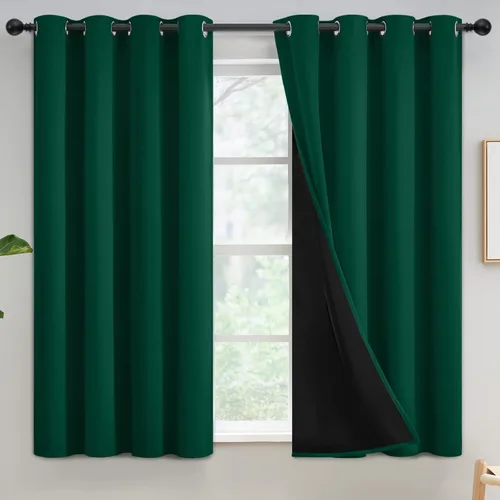 Miniatura 308 de Yakamok Cortinas negras, cortinas de ventana con aislamiento térmico y eficiencia energética para dormitorio, cortinas opacas completas y cortinas