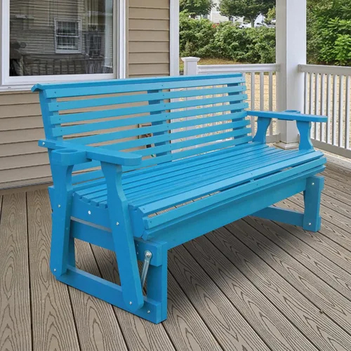 Banco Mecedor para Porch, Resistente 800 LBS, 1.5M con Respaldo, Tratamiento a Presión con Portavasos, Banco de Patio de Madera con Respaldo Alto y