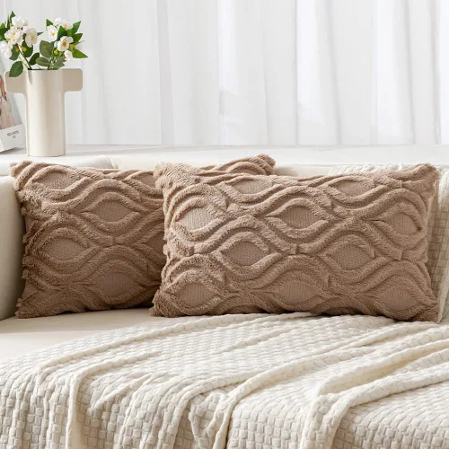 Miniatura 36 de MIULEE - Juego de 2 fundas de almohada de lana sintética suave y afelpada, fundas decorativas de estilo bohemio para sofá, sala de estar, cama, 18 x