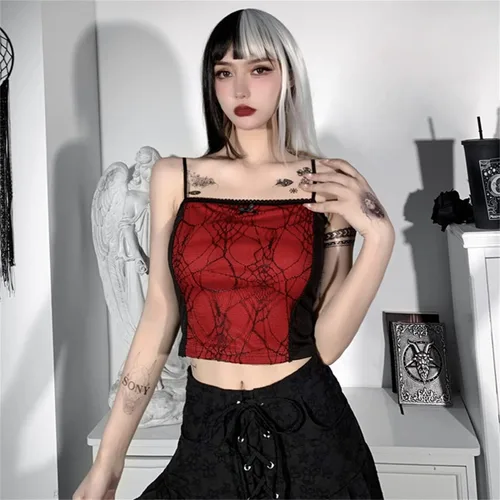Miniatura 2 de Women Gothic Crop Tank Top Emo Alt Aesthetic Y2K Fairy Witchy Grunge Clothing