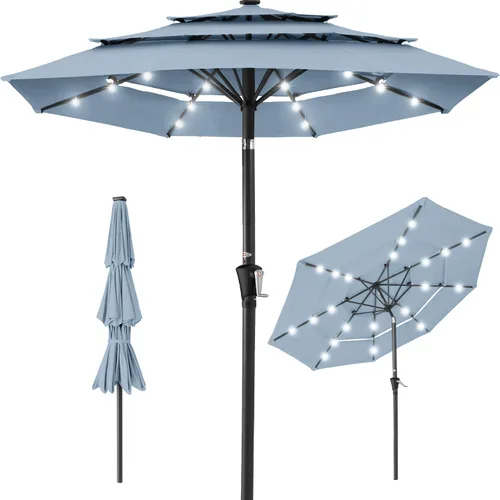 Miniatura 8 de Best Choice Products - Sombrilla solar de 10 pies de 3 niveles para patio, sombrilla de sol para exteriores, mercado, patio trasero, terraza, junto
