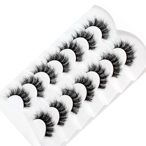 Miniatura 51 de Pooplunch - Pestañas postizas finas de visón sintético, estilo ojo de gato, naturales, cruzadas, tipo racimo, efecto 8D de volumen, tiras