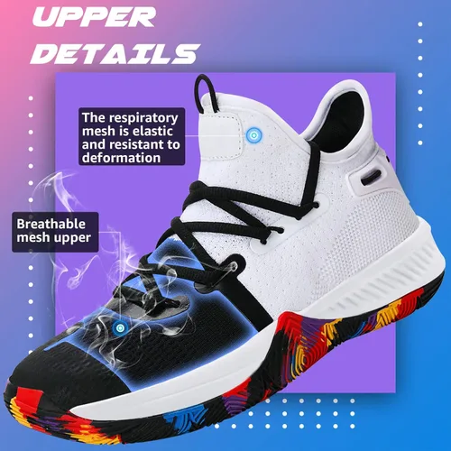 Miniatura 6 de WETIKE - zapatillas de básquetbol antideslizantes para niños y niñas, zapatillas para correr al aire libre (niños pequeñosniños grandes)