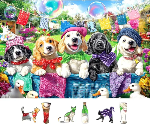 Miniatura 15 de Rompecabezas de 500 piezas para adultos - Rompecabezas de arte de animales de perro de piedra de playa para adultos, desafiante diversión familiar