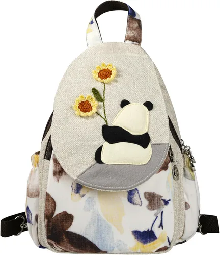 Miniatura 65 de HUANGGUOSHU Mochila de algodón tejida de algodón bohemio con bordado de lona estilo bohemio con múltiples bolsillos retro linda mochila cartera