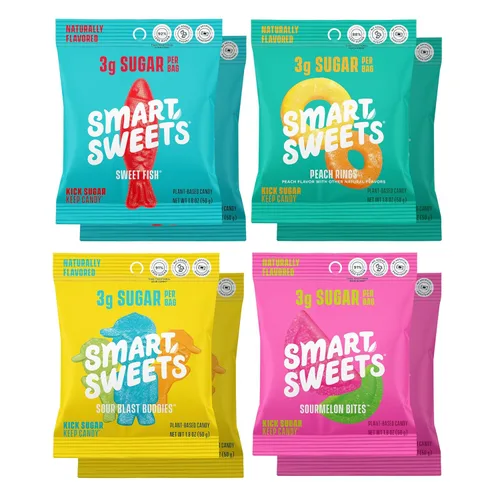 SmartSweets - Paquete variado para adultos, dulces con bajo contenido de azúcar y calorías, idea de regalo de Año Nuevo, paquete de cuidado de