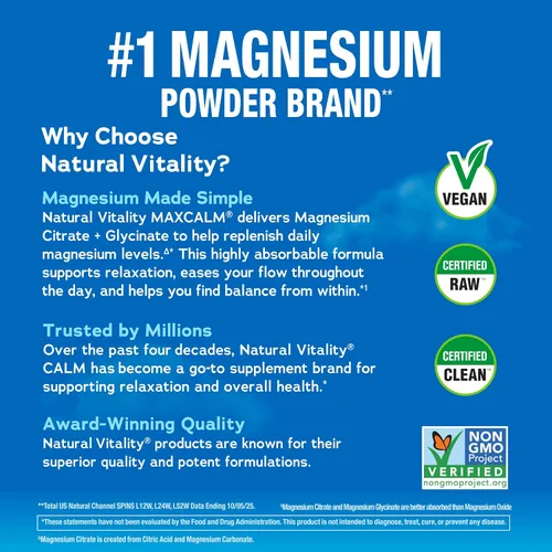 Miniatura 4 de Natural Vitality Original Calm - Mezcla de bebida de magnesio, 8 onzas