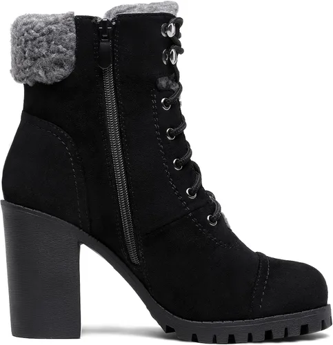 Miniatura 4 de DREAM PAIRS Botas con cordones para mujer, tacón alto grueso, botines